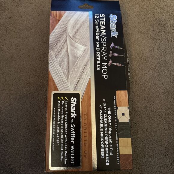 Shark DXT100 SaniFiber Disposable Pads, Pack of 12 - White Damaged Box NEW - Picture 1 of 4